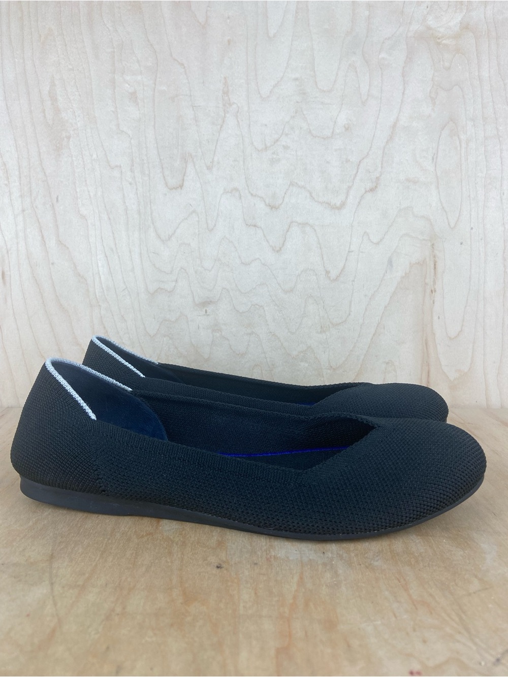 Rothy’s The Flat Round Toe Black Knit Flats Slip-Ons Women’s Size 8